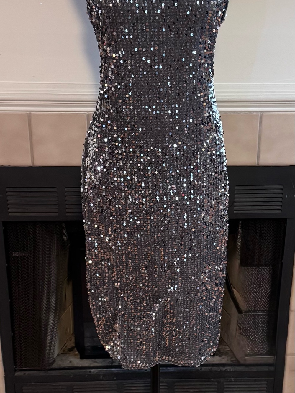 Forever 21+ Silver Sequined Midi Party Dress